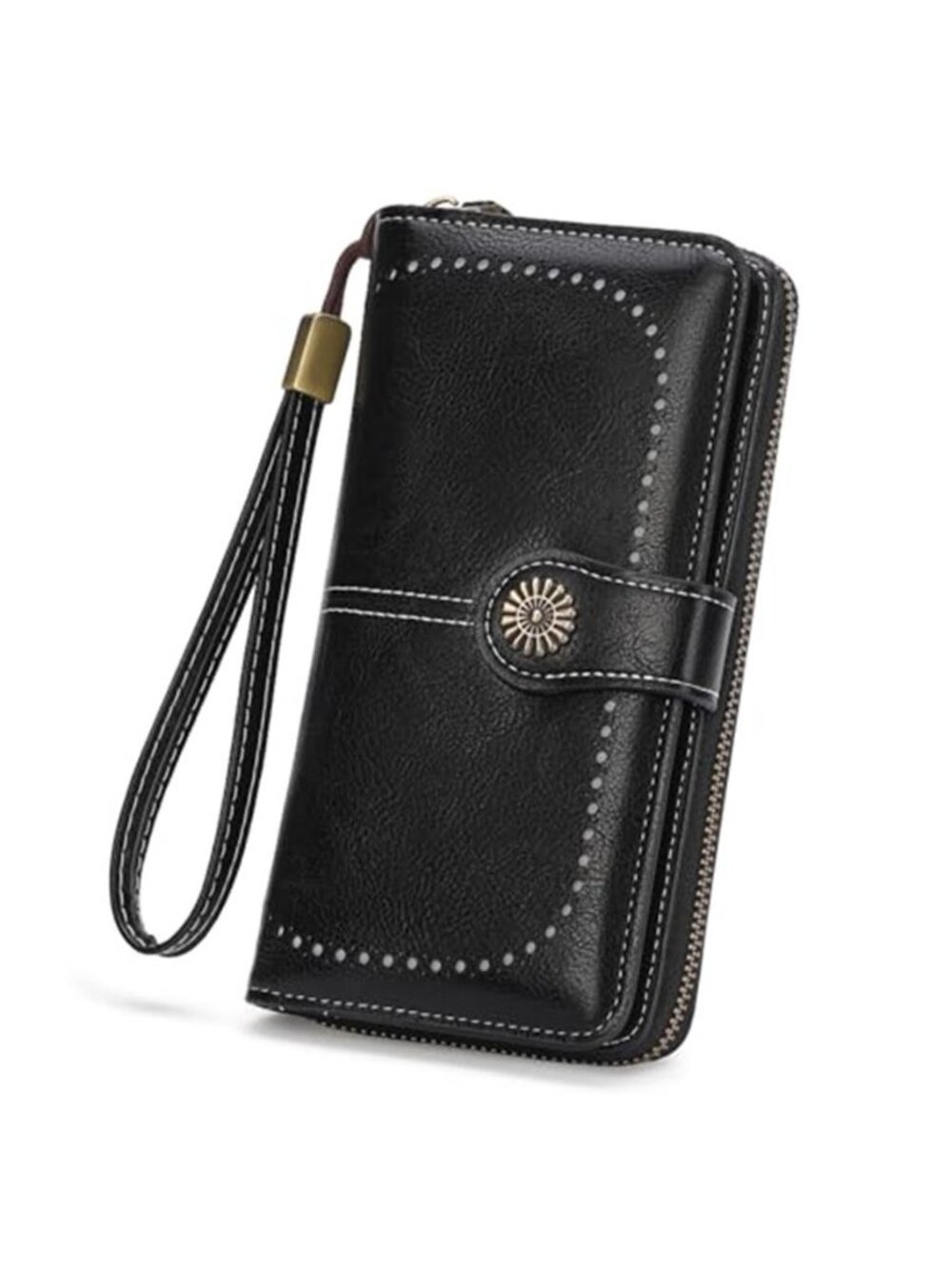 Faux Leather Bifold Wristlet Clutch Wallet RFID Blocking Credit Card Holder